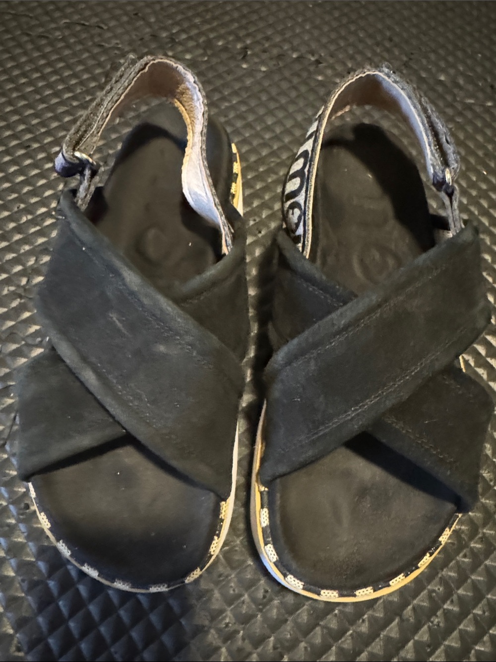 Mou Black Cross-Strap Kids Sandals